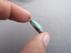 VINTAGE STERLING OLD PAWN CHUNKY TURQUOISE TEAR DROP DANGLE PENDANT