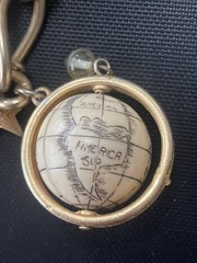 Vintage Signed Chunky Charm Bracelet KARU 60’s Space Race atomic planets 7″