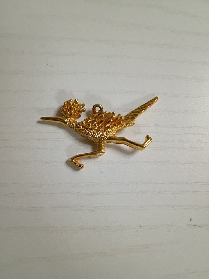 Super Fun Running Road Runner Gold Tone Bird Vintage 70’s Cute Brooch 726jn0