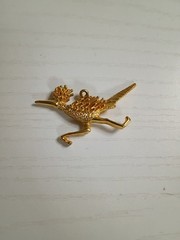 Super Fun Running Road Runner Gold Tone Bird Vintage 70’s Cute Brooch 726jn0