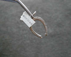 Montana Lucky Horseshoe Vintage Sterling Silver Bracelet Charm Pendant 1.1g
