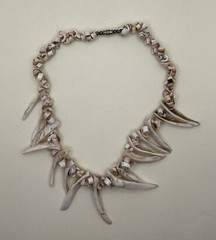 Vintage Shell Spikes And Sliced Curly Shells Beach Surfer 16” Necklace Tribal