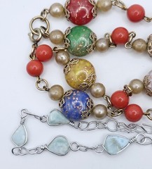 Vintage Estate Beaded Bracelet Lot 14 Pc Art Glass Gemstone Craft Harvest Wear