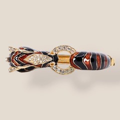 CINER, Signed Vintage, 18k Gold Plated, Enamel & Crystal Zebra Bracelet