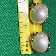 Vintage Carucci Earrings Gold Tone Rhinestone Faux Pearl Pierced 3/4” Beautiful