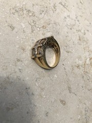✨🍂💛VINTAGE Stamped 925 STERLING SILVER 12K GOLD VERMEIL CZ Pavé Baguette Ring✨