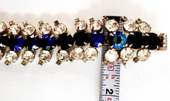 VTG Hobé Elegant Bracelet w/Clear, Blue & Black Jewels in Gold-plated Setting