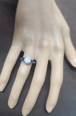 Platinum Vintage Engagement Ring 1.71ct.Natural Round Diamond Blue Sapphire Pear