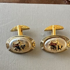 Vintage Western Gold Tone Bullet Back Oval Cufflinks Fashion Unisex