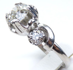 Antique 1920’s 3 Diamond Engagement Platinum Ring Size 5.5 UK-K1/2 EGL USA Deco