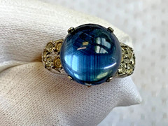 Vtg Sterling Silver Ring 3.5g Fine Jewelry Size 4.5 Band Blue Stone *READ*