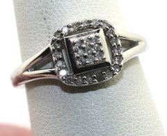 Sterling Silver 925 signed SUN Pave Diamond clear Cocktail Band Ring Size 6 3/4