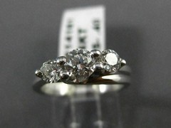 ESTATE .91CT DIAMOND 14KT WHITE GOLD 3D PAST PRESENT FUTURE TENSION RING #14161