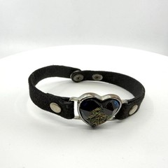 Black Suede Heart Bracelet Gothic Y2K Statement Boho Festival Jewelry Gift Idea