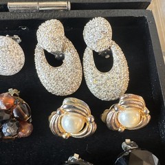 HUGE LOT Of Pairs VINTAGE CLIP ON AND SCREWBACK EARRINGS Rhinestones