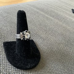 Vintage 3 Piece Ring Set Faux Diamond and Blue Sapphire Size 8 Ring Guards