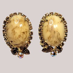 Juliana D&E Faux Honey Malachite Marble Bracelet Brooch Earrings Set Book Piece