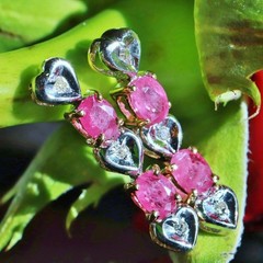 14k multi tone gold 1.03ct natural dia dangle earrings ruby heart treated 2.27gr