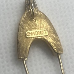 VTG Monet Charm Holder Wishbone Pendant Gold Tone 1.5”x 5/8”A