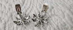 Vintage Judy Lee 3-pc Set, Silver Tone Leaf Blue Moonstone, Clip-Ons