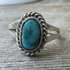 VTG Old Pawn Ring Size 4 Native American Ithaca Peak Turquoise Sterling 2.2g