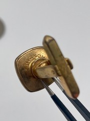 Vintage Hickok Gold Tone Iridescent Mother of Pearl Cufflinks Cushion Cut