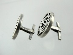 Vintage Guad Jal Mexico Sterling Silver Geometric Design Cufflinks 925 6.2g