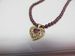 16 inch Almandine Garnet Necklace with 14k Gold Heart Pendant & Clasp MAKE OFFER