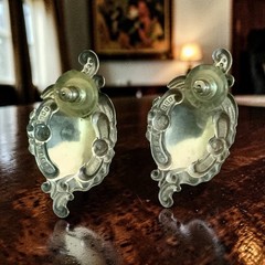 Vintage Silver And Gold Tone Cherub Harlequin Pierced Earrings 1.5’’