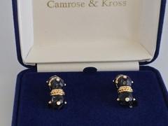 CAMROSE & KROSS JBK BLUE SWIRL ENAMELED CRYSTALS HOOP CLIP-ON EARRINGS☆COA☆NWT☆