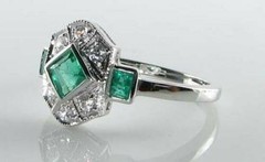 Natural Emerald 2.30 Ct Art Deco Vintage Wedding Ring 925 Sterling Silver