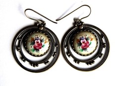 Vintage 1980s Russian Hand Painted Enamel Jewelry Earrings 3 Variations #122,157