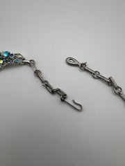 Vintage Lisner Necklace Blue Aurora Borealis AB Rhinestone Leaf Choker READ