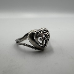 VTG 24mm Sterling Silver 925 NY Marked Filigree Resizable Heart Ring 1.9g