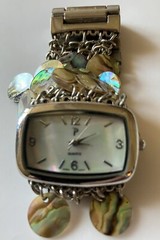 Vintage Mesh Chain And Abalone Fashion Watch Mother Of Pearl Face Quartz Works