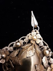 Vtg Francois Pendant Brooch Gold Tone Flowers Leaves Statement Dangle Chain