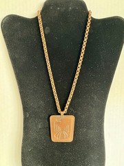 Solid Copper Thunderbird Pendant with Southwestern Geometric Design Vintage