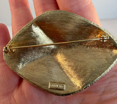Vintage Abstract Modernist Gold Tone Brooch Signed Pakula Mid Century Geometric