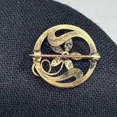 Antique Victorian Gold Filled Brooch Pin Flower Faux Seed Pearl Vintage Signed