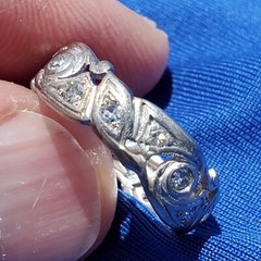 Original EARTH MINED DIAMOND Deco Band Vintage PLATINUM Eternity Anniversary 8
