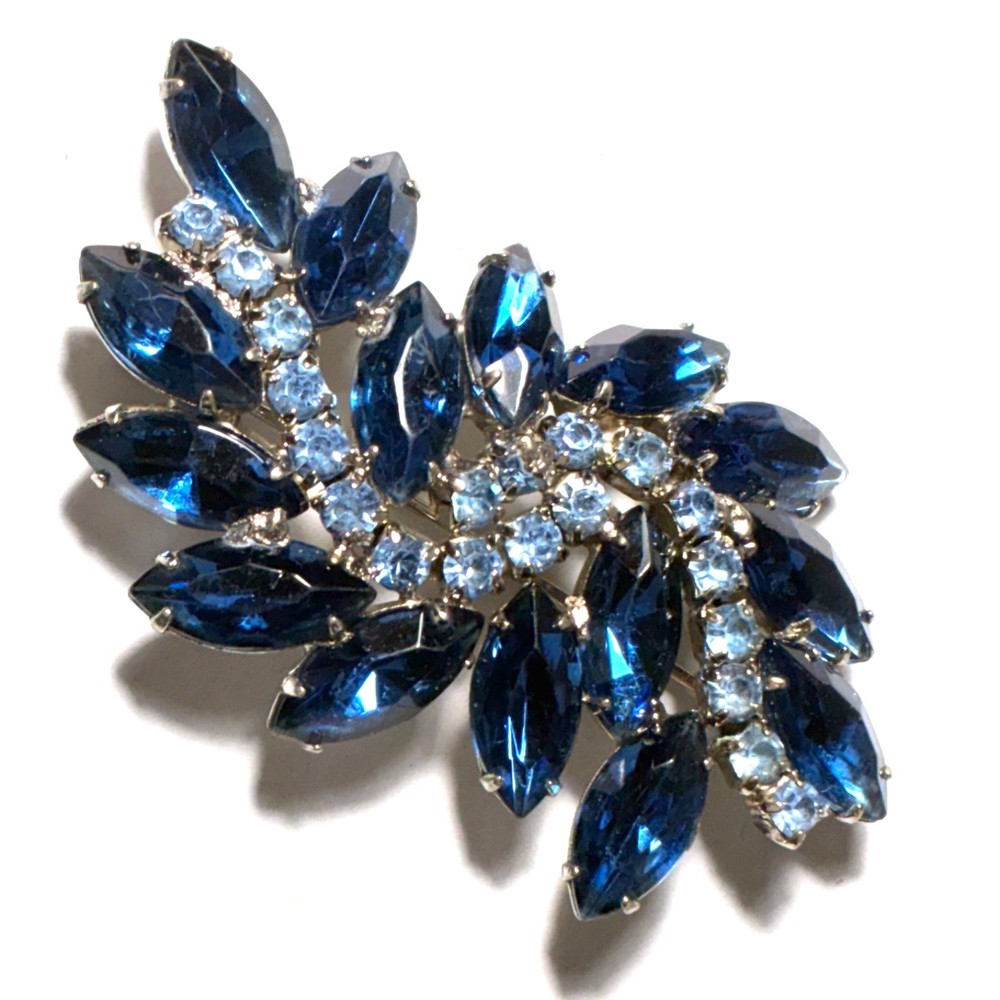Vintage Blue Crystal Brooch Pin