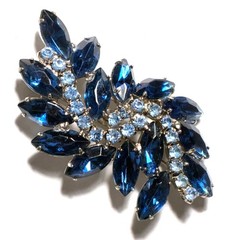 Vintage Blue Crystal Brooch Pin