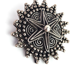 Vintage Mexico Sterling Silver 925 Starburst Brooch Pin Oxidized Artisan 1.25 in