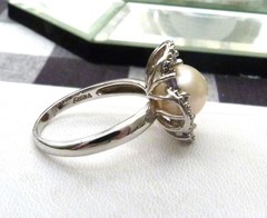 DESIGNER HT 9.5MM LARGE CULTURED PEARL AMETHYST GEMS STERLING SILVER RING SZ 10