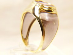 Unique Vintage 10 K Gold Amethyst Transparent Sides Mid Century Sz 8 Dinner Ring