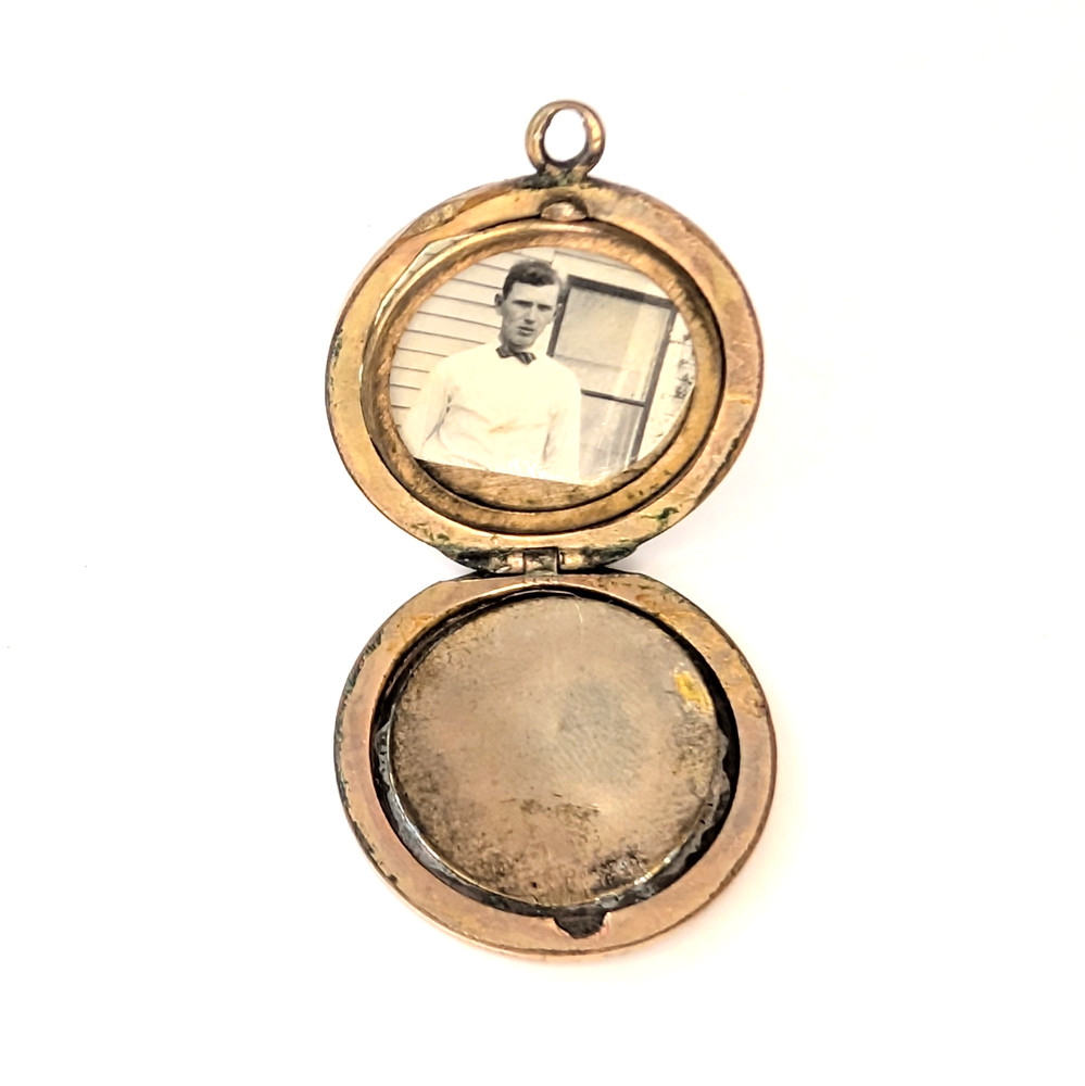 Antique Victorian Gold Filled Oval Photo Locket c1880s w Original Portrait