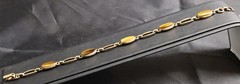 Vintage WRE 1/20 12K GF Tiger Eye Bracelet 1950s Gold Filled 7” Bezel Set Stones