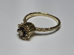 Vintage EVA 14k Yellow Gold Diamond & Sapphire Tulip Ring Size 6.5