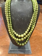 HONG KONG AVON GREEN ORANGE IVORY FAUX PEARL BEAD MCM VINTAGE NECKLACES LOT 5 EU