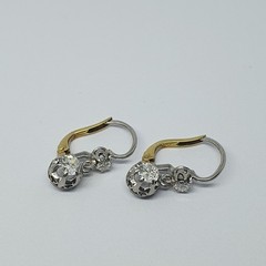 Antique Platinum Pendant Earrings With Natural Diamonds – 736